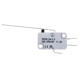 1 pcs - RS PRO Long Straight Lever Micro Switch, Quick Connect Terminal, 16 A @ 250 V ac, SP-CO