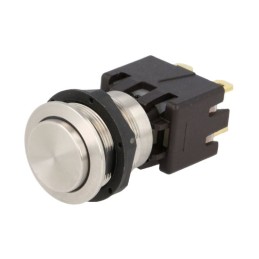 1 pcs - Schurter MSM LA 19 Series Push Button Switch, Latching, Panel Mount, 19mm Cutout, DPDT, 125/250V ac, IP64
