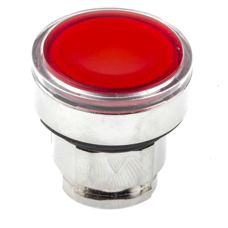 1 pcs - Schneider Electric ZB4 Series Red Illuminated Spring Return Push Button Head, 22mm Cutout, IP66, IP67, IP69K