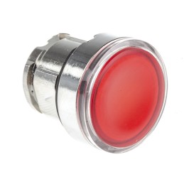 1 pcs - Schneider Electric ZB4 Series Red Illuminated Spring Return Push Button Head, 22mm Cutout, IP66, IP67, IP69K