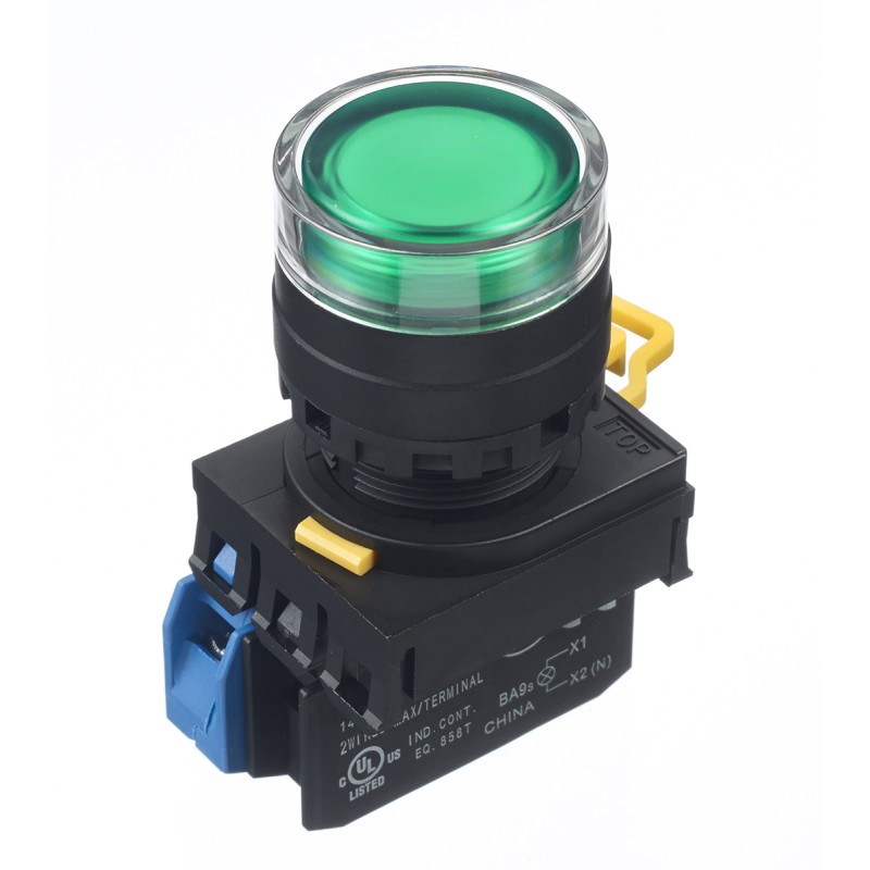 1 pcs - Idec YW Series Illuminated Push Button Complete Unit, Panel Mount, 22mm Cutout, SPST, IP65