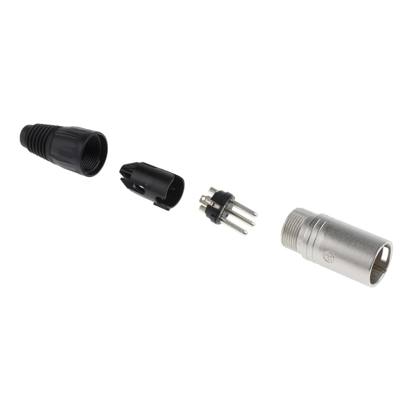 100 pcs - Neutrik Cable Mount XLR Connector, Male, 50 V, 3 Way, Silver Plating