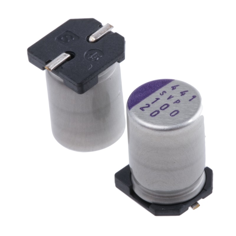 400 pcs - Panasonic 100μF Surface Mount Polymer Capacitor, 20V dc