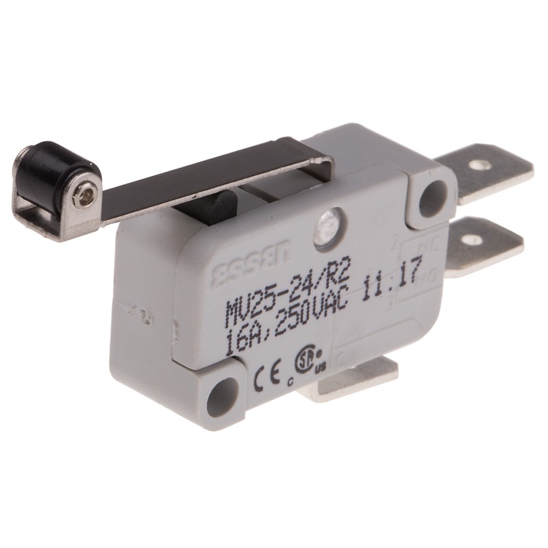 1 pcs - RS PRO Long Roller Lever Micro Switch, Quick Connect Terminal, 16 A @ 250 V ac, SP-CO