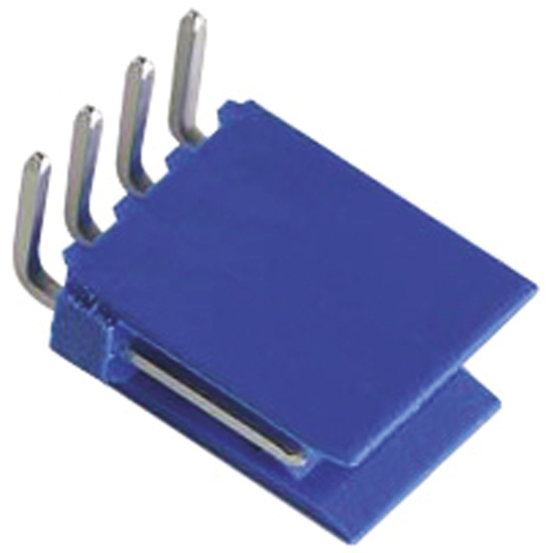2000 pcs - TE Connectivity AMPMODU HE14 Series Right Angle Through Hole PCB Header, 4 Contact(s), 2.54mm Pitch, 1 Row(s), Shroud