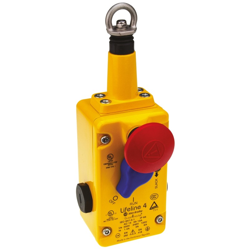 1 pcs - Allen Bradley Guardmaster 440E Cable Switch, 75m, 3NC/1NO, Straight