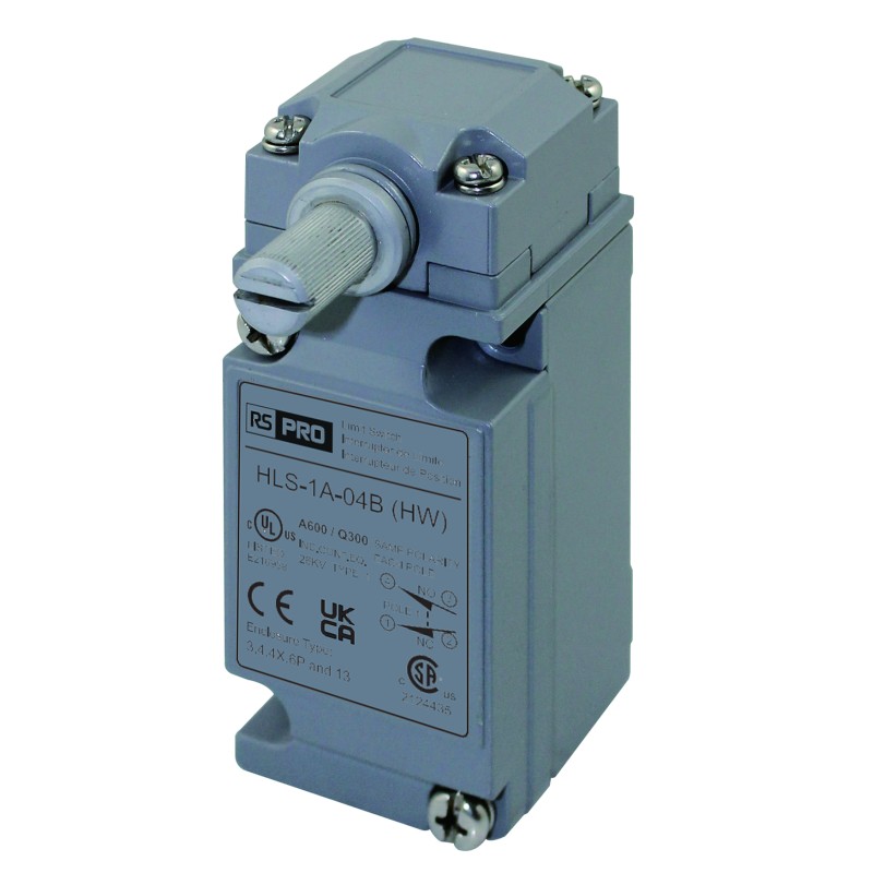 1 pcs - RS PRO Rotary Limit Switch, 1NC/1NO, IP67, SPDT, Die Cast Zinc Housing, 600V ac ac Max, 1.2A Max