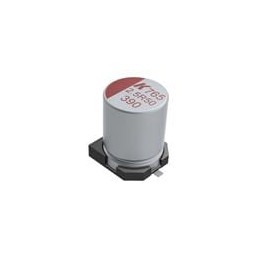 10 pcs : A765EB566M1CLAE025 - Aluminium Organic Polymer Capacitors 16Volt 56uF SMD 2KHr ESR25 mOhms