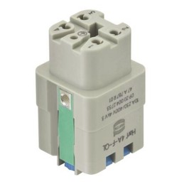 10 pcs - HARTING Heavy Duty Power Connector Insert, 10A, Female, Han A Series, 4 Contacts