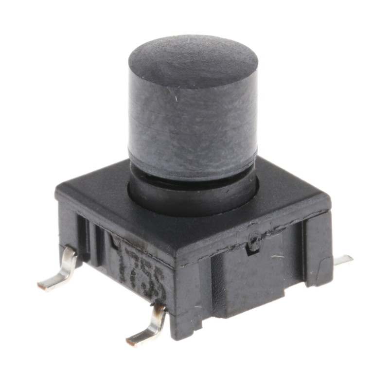 1 pcs - IP67 Black Button Tactile Switch, SPST 50 mA @ 24 V dc 6.9mm PCB
