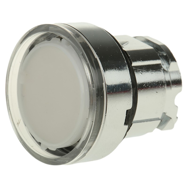 1 pcs - Schneider Electric Harmony XB4 Series White Illuminated Spring Return Push Button Head, 22mm Cutout, IP66, IP67, IP69K