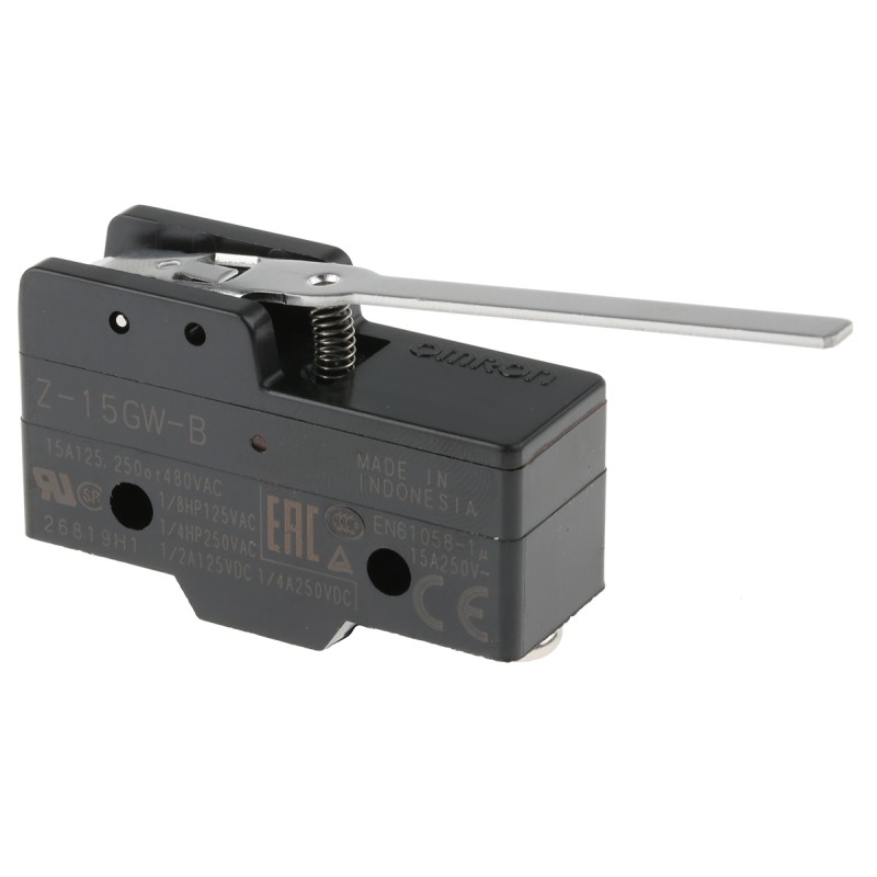 1 pcs - Omron Z Series Lever Limit Switch, NO/NC, IP00, SPDT, Thermosetting Resin Housing, 500V ac Max, 15A Max