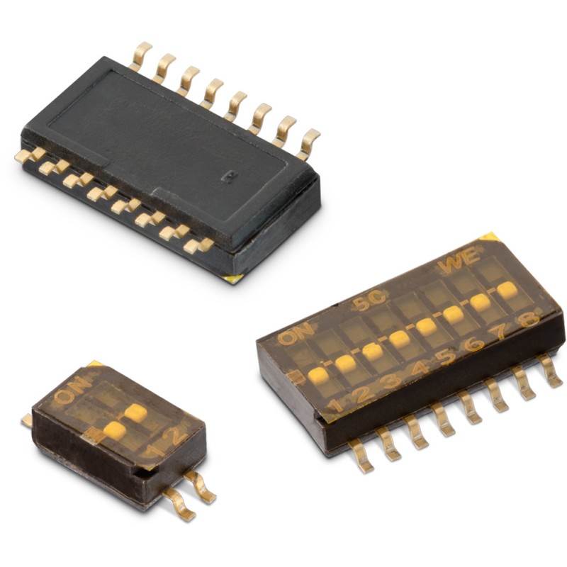 1 pcs - Wurth Elektronik 5 Way Surface Mount DIP Switch SPST, Flat Actuator