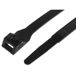 1 Bag of 100 - RS PRO Cable Tie, Double Locking, 201mm x 9 mm, Black Nylon, Pk-100