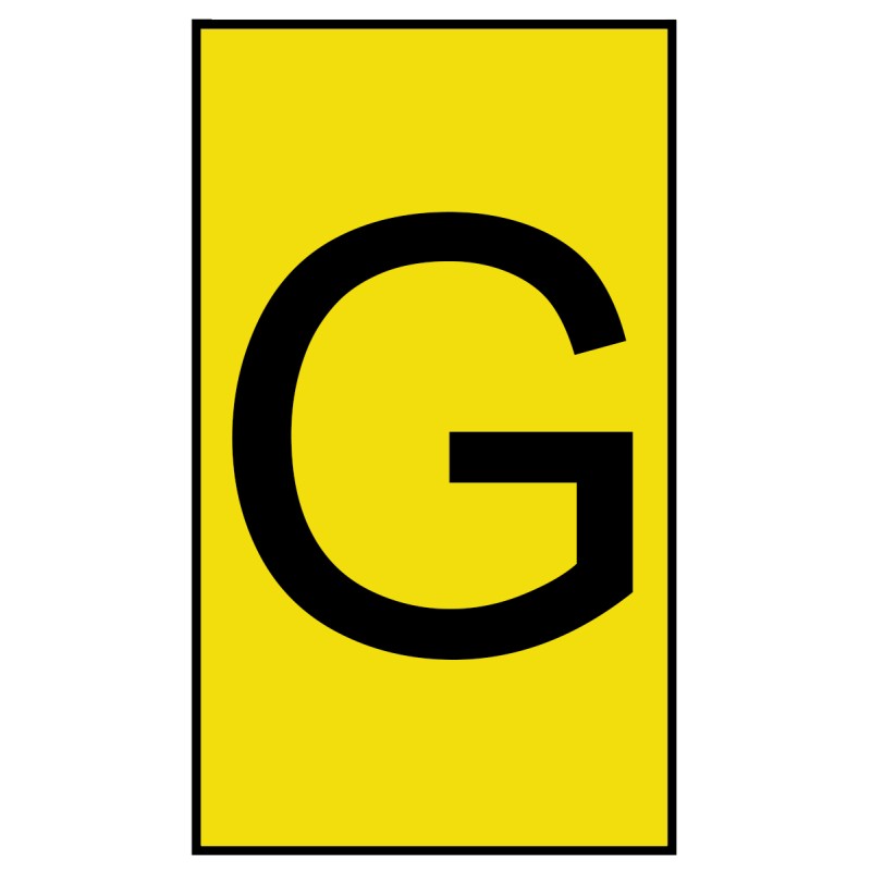 1 Bag of 500 - HellermannTyton Ovalgrip Slide On Cable Markers, Black on Yellow, Pre-printed 'G', 2.5 - 6mm Cable