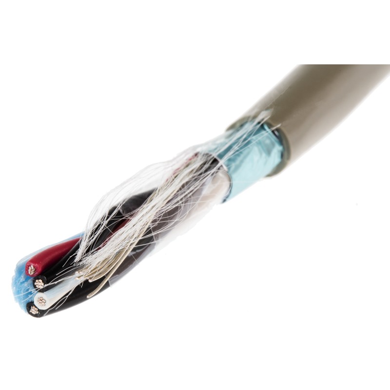 1 Reel of 50 M - Alpha Wire Twisted Pair Data Cable, 2 Pairs, 0.09 mm², 4 Cores, 28 AWG, Screened, 50m, Grey Sheath