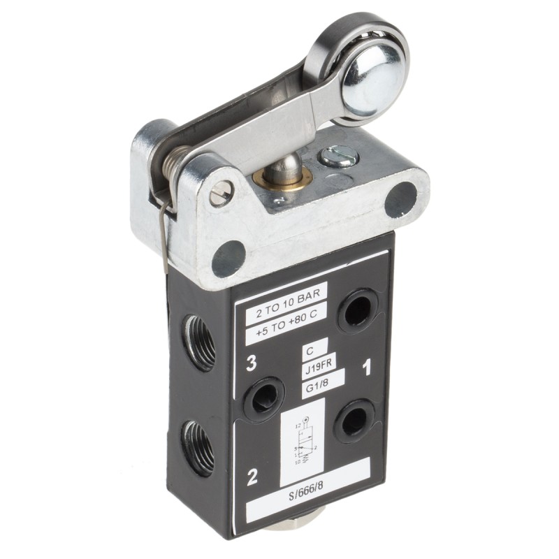 1 pcs - Norgren Roller 3/2 Pneumatic Manual Control Valve S/666 Series, G 1/8, 1/8in