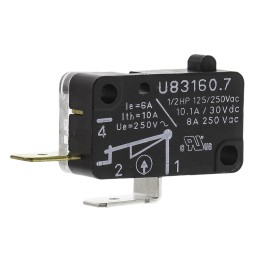 1 pcs - Crouzet Plunger Micro Switch, Tab Terminal, 6 A @ 250 V ac, SPST