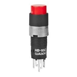 1 pcs : HB16CKW01-C - Pushbutton Switches ON-ON ROUND SLDR LUG RED CAP