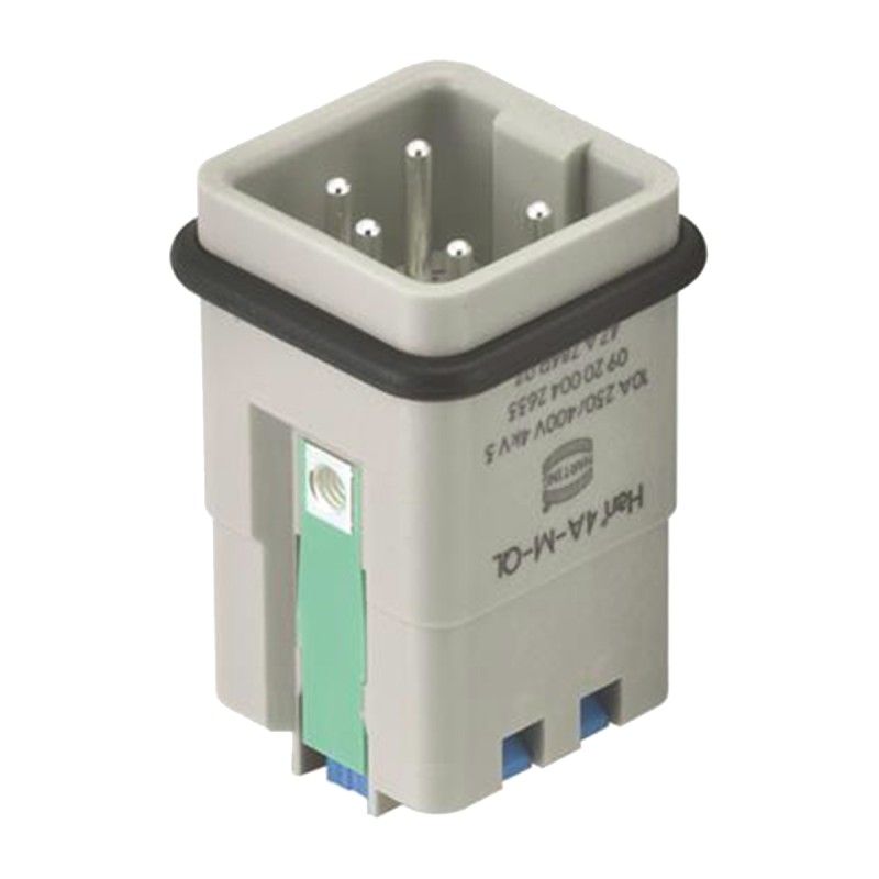 10 pcs - HARTING Heavy Duty Power Connector Insert, 10A, Male, Han A Series, 4 Contacts