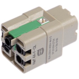 10 pcs - HARTING Heavy Duty Power Connector Insert, 10A, Female, Han A Series, 4 Contacts