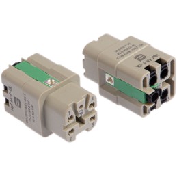 10 pcs - HARTING Heavy Duty Power Connector Insert, 10A, Female, Han A Series, 4 Contacts