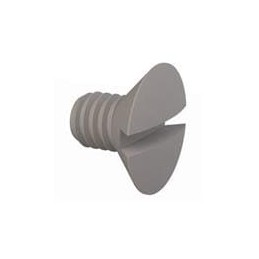 10 pcs : 50M040070L006 - Screws & Fasteners 90 Slotted CSK Screw, M4 X .7 Thread, 6mm Lg, Oval, Natural, Nylon