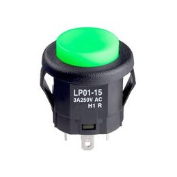 1 pcs : LP0115CMKW015FB - Pushbutton Switches SPDT ON-(ON) 3A GRN ILLUM SNAP-IN MOUNT