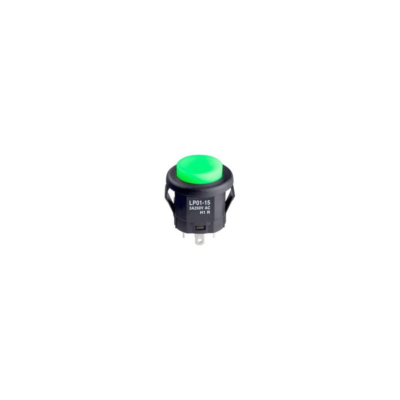 1 pcs : LP0115CMKW015FB - Pushbutton Switches SPDT ON-(ON) 3A GRN ILLUM SNAP-IN MOUNT