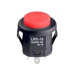 1 pcs : LP0115CMKW015CB - Pushbutton Switches SPDT ON-(ON) 3A RED ILLUM SNAP-IN MOUNT