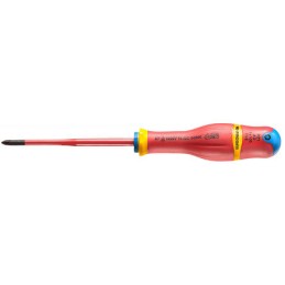 1 pcs - Facom Pozidriv Insulated Screwdriver, PZ1 Tip, 100 mm Blade, VDE/1000V, 210 mm Overall