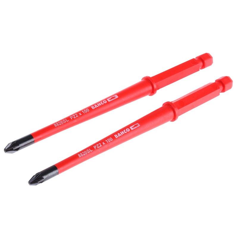 1 pcs - Bahco Pozidriv Screwdriver Blade, PZ2 Tip, 100 mm Blade, VDE/1000V