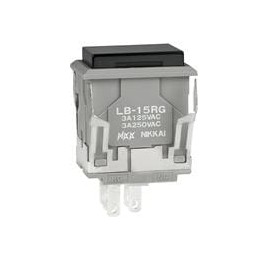1 pcs : LB15RGW01-A - Pushbutton Switches SPDT ON-(ON) GRAY RECTANGULR BLACK CAP