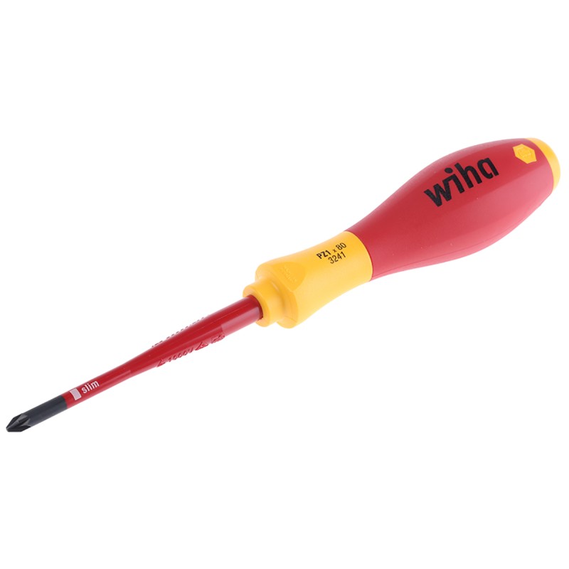 1 pcs - Wiha Pozidriv Insulated Screwdriver, PZ1 Tip, 80 mm Blade, VDE/1000V, 191 mm Overall