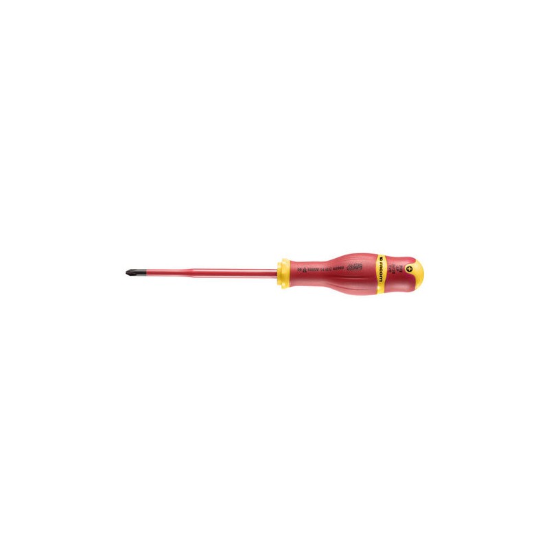 1 pcs - Facom Phillips Insulated Screwdriver, PH2 Tip, 125 mm Blade, VDE/1000V, 245 mm Overall