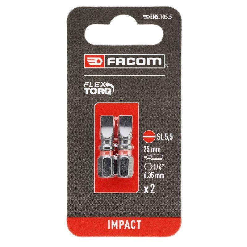 1 pcs - Facom Slotted Screwdriver Bit, 5.5 mm Tip