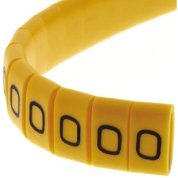 1 Reel of 500 - RS PRO Slide On Cable Markers, Black on Yellow, Pre-printed '0', 3.5 - 7mm Cable