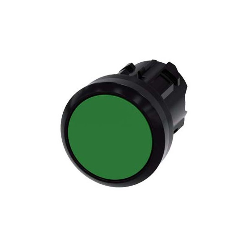 1 pcs - Siemens SIRIUS ACT Series Green Latching Push Button, 22mm Cutout, IP66, IP67, IP69K