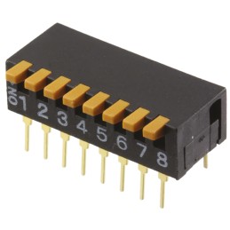 1 pcs - Omron 8 Way Through Hole DIP Switch 8PST, Piano Actuator