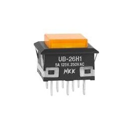 1 pcs : UB26KKW015D-DD - Pushbutton Switches DPDT ON-ON AMBER
