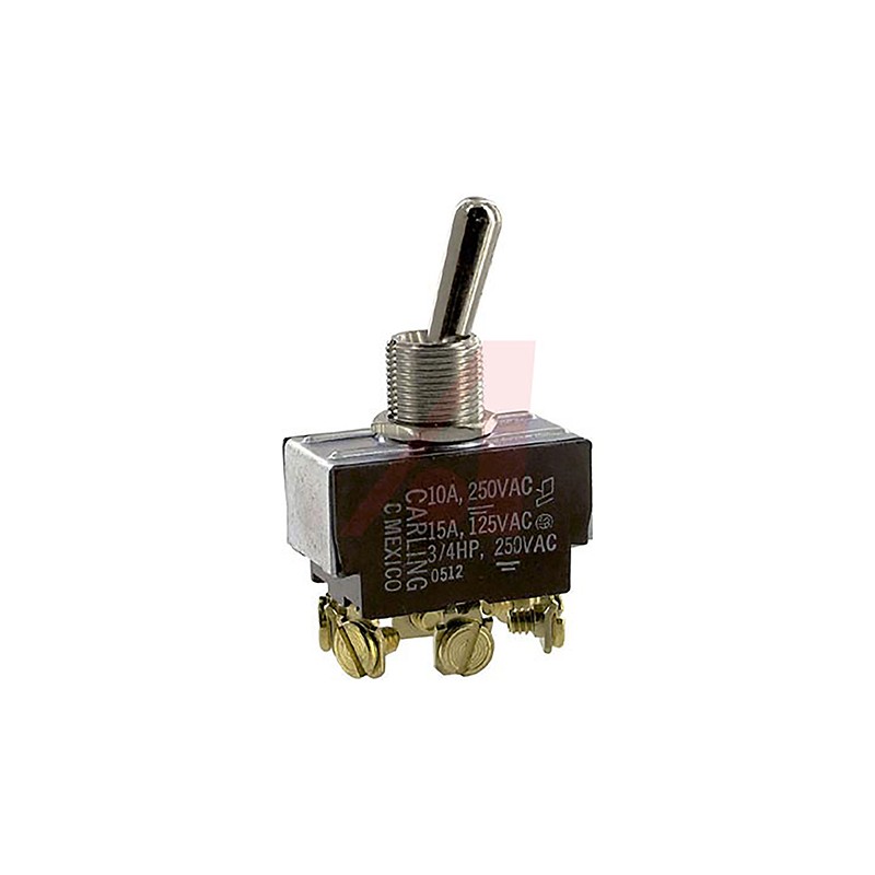 1 pcs - Carling Technologies Toggle Switch, Panel Mount, On-On, DPDT, Screw Terminal, 250V ac
