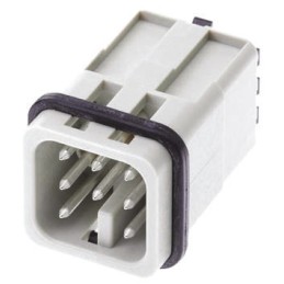 10 pcs - HARTING Heavy Duty Power Connector Insert, 10A, Male, Han D Series, 8 Contacts