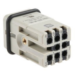 10 pcs - HARTING Heavy Duty Power Connector Insert, 10A, Male, Han D Series, 8 Contacts