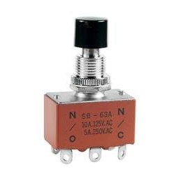 1 pcs : SB63A - Pushbutton Switches DPDT ON(ON) LCKDWN 10A BLK CAP LUG