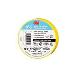 1 pcs : 7100169490 - Adhesive Tapes 3M Temflex Vinyl Electrical Tape 165, Yellow, 3/4 in x 60 ft (19 mm x 18 m), 6 mil, 100 Roll