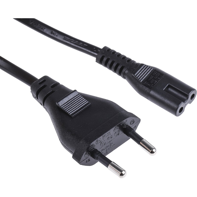 1 pcs - RS PRO IEC C7 Socket to Type C Europlug Plug Power Cord, 1.5m