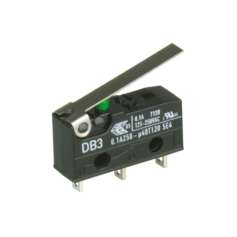 1 pcs - ZF Hinge Lever Micro Switch, Solder Terminal, 100 mA @ 30 V dc, SPDT