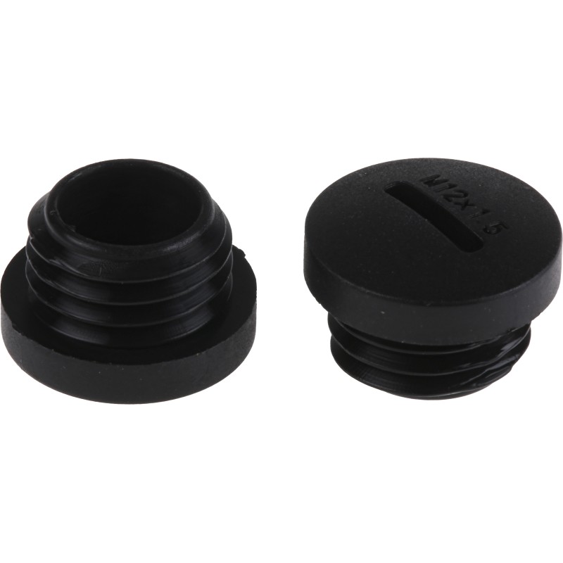 1 Pack of 100 - RS PRO Blanking Plug, M12, 11.7mm Hole Diameter, Nylon 66, 15mm Diameter, Threaded
