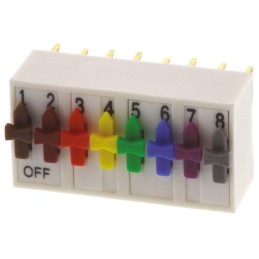 1 pcs - ERG 8 Way Through Hole DIP Switch SPST, Directing Switch Actuator