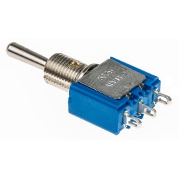 1 pcs - APEM Toggle Switch, Panel Mount, On-Off-On, SPST, Solder Terminal